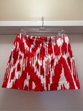 J. Crew Red and White Aztec Print Mini Skirt